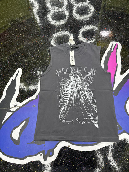 "PRPLE"GRAY SLEEVELESS TEE (ON HAND)