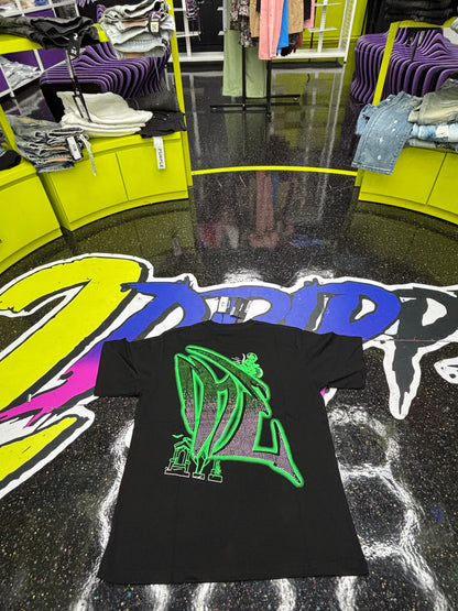 MIXED EMOTION BLACK/GREEN T SHIRT (ON HAND)